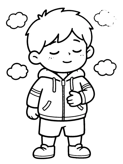 Coloring page: Leo taking a deep breath
